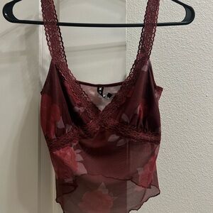 Motel Rocks Burgundy Lace Trim Chemise